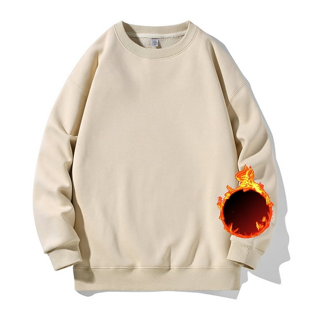 Styesk Sweatshirts for Men Cotton Crewneck Pullover Sweatshirts Solid Color Oversized Sweatshirt Soft Comfy Fleece Thick Casual Loose Pullover Sweatshirt