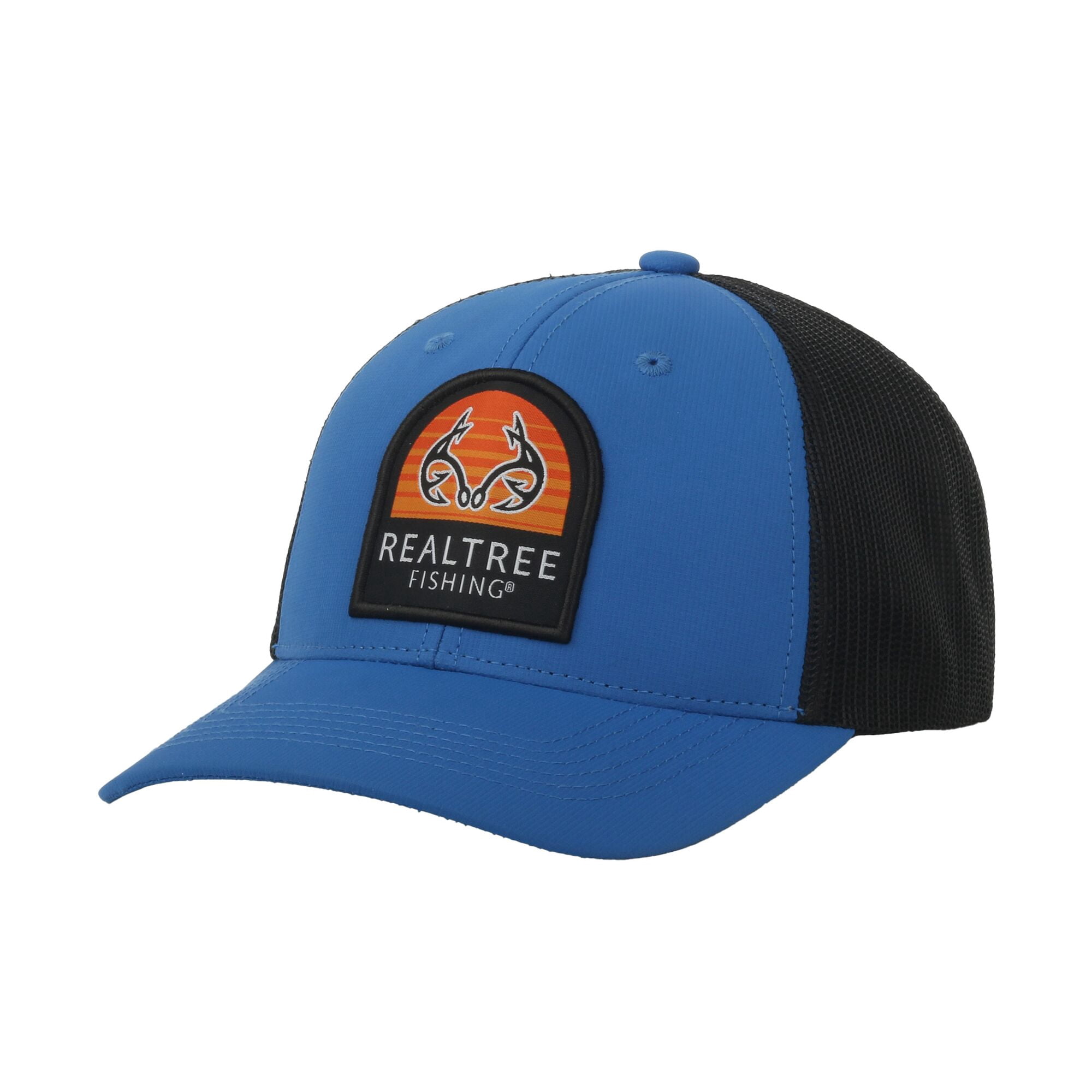 Realtree® Fishing Royal/Black 6-Panel Cap – Structured, Logo Patch, Snapback, One Size