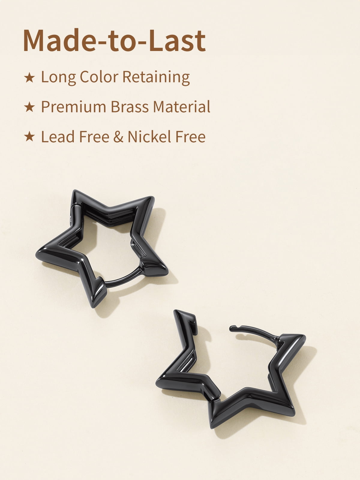 FindChic Star Earrings for Women, Black Huggie Hoops Tiny Hoop Earrings Birthday Graduation Mothers Day Jewelry Gifts Her Mom Adults Ideas, 20mm