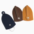 thumbnail image 3 of Unisex Pull Type Mini Leather Keychain Pouch Key Wallets Key Holder Case Key Bag BLACK, 3 of 6