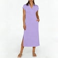 thumbnail image 2 of Sentmoon Robes de Mariage de Printemps pour Invitées pour Femmes 2026 Actif Couleur Unie Col à Revers Robe d'Été Fente Extensible Coupe Régulière pour Sortir et Fête TTG, 2 of 8
