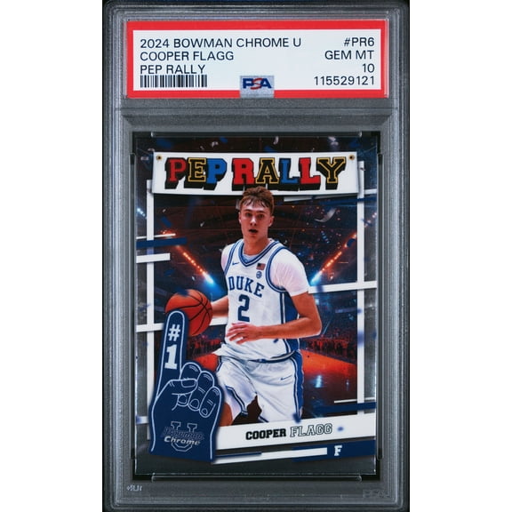 Graded 2024 Topps Bowman Chrome U Cooper Flagg #PR6 Pep Rally Rookie RC Basketball Card PSA 10 Gem Mint