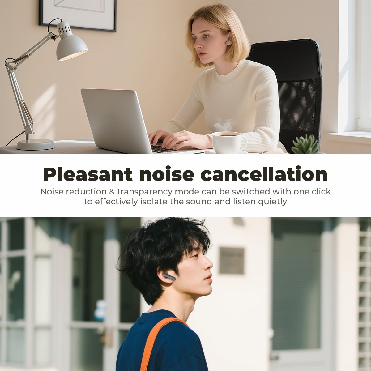 NE40 Wireless In-Ear Earbuds, AI Translator, Noise-Cancelling, 130+ Languages, 48H Play Time, IPX5 Waterproof, Black