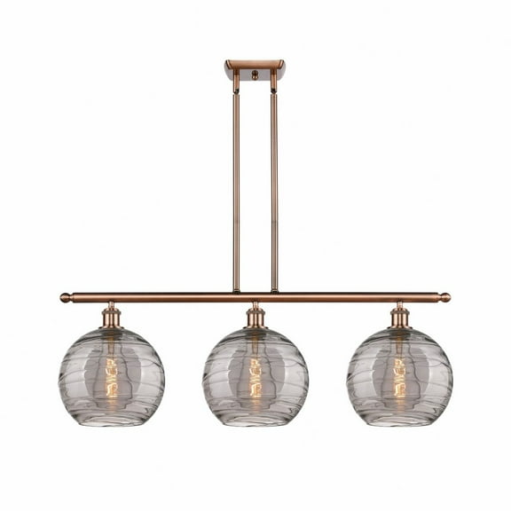 516-3I-AC-G1213-10SM-Innovations Lighting-Athens Deco Swirl - 3 Light Stem Hung Island In Industrial Style-12.13 Inches Tall and 36.5 Inches