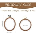 thumbnail image 2 of 6pcs 2 styles Plastic Cross Stitch Embroidery Hoops Imitation Wood Sewing Tools Accessory Ring & Oval BurlyWood 121~129.5x92~102.5x8.5~9mm 3pcs/style, 2 of 9