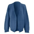 thumbnail image 4 of Manteau d'Hiver pour Femmes, Manteau Tricoté à Torsades, Manteau Chaud Mi-Long, Trench-Coat à Col Rond, Manteau Tricoté Uni, Manches Longues, Cardigan Ouvert, 4 of 7