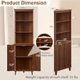 thumbnail image 3 of Costway 68" Tall Corner Cabinet with Fluted Doors, 6-Tier Space Saver Display Shelves Bathroom Storage Cabinet Walnut, 3 of 10