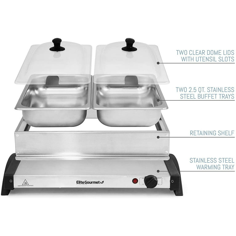 EHOMEA2Z Food Warmers for Parties 2 Pack,Buffet Servers and Warmers,Warming Trays for Buffets, Food Warmer,Chafing Dish (2xNo Tray)