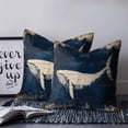 thumbnail image 4 of Ocean Whale Blue Decorative Pillowcase 24''x24'', Summer Coastal Vintage Wood Grain Throw Pillow Covers Soft Cushion Case for Couch Sofa Bedroom Living Room, Pillowcase Boho Decor, 4 of 8