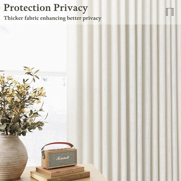 Pinch Pleated Linen Curtain Set, 2-Pack 50"x90" - Light Filtering Semi Sheer Drapes for Homeowners & Decor Enthusiasts