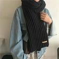 thumbnail image 2 of Yuanlong Winter Scarves Merry Christmas Solid Long Ribbed Knitted Scarf Holiday Thermal Neckwear Comfy Neck Gaiter Black, 2 of 5