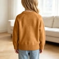 thumbnail image 3 of Spazoro Girls Crew Neck Knit Sweater, Solid Color Warm Long Sleeve Breathable Pullover Tops for Daily Layering Orange Size 3-4T, 3 of 9