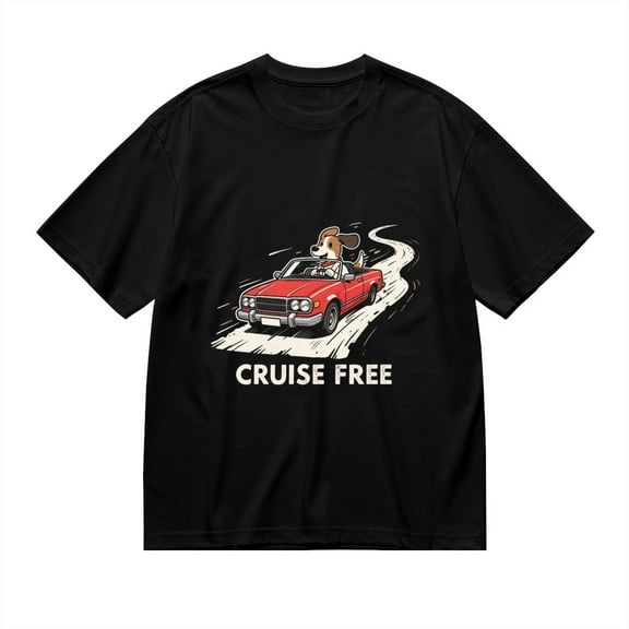 T Shirt for Men, Cruise Free,Dog Car Print, Vintage Graphic Tees Men, 23986073,S