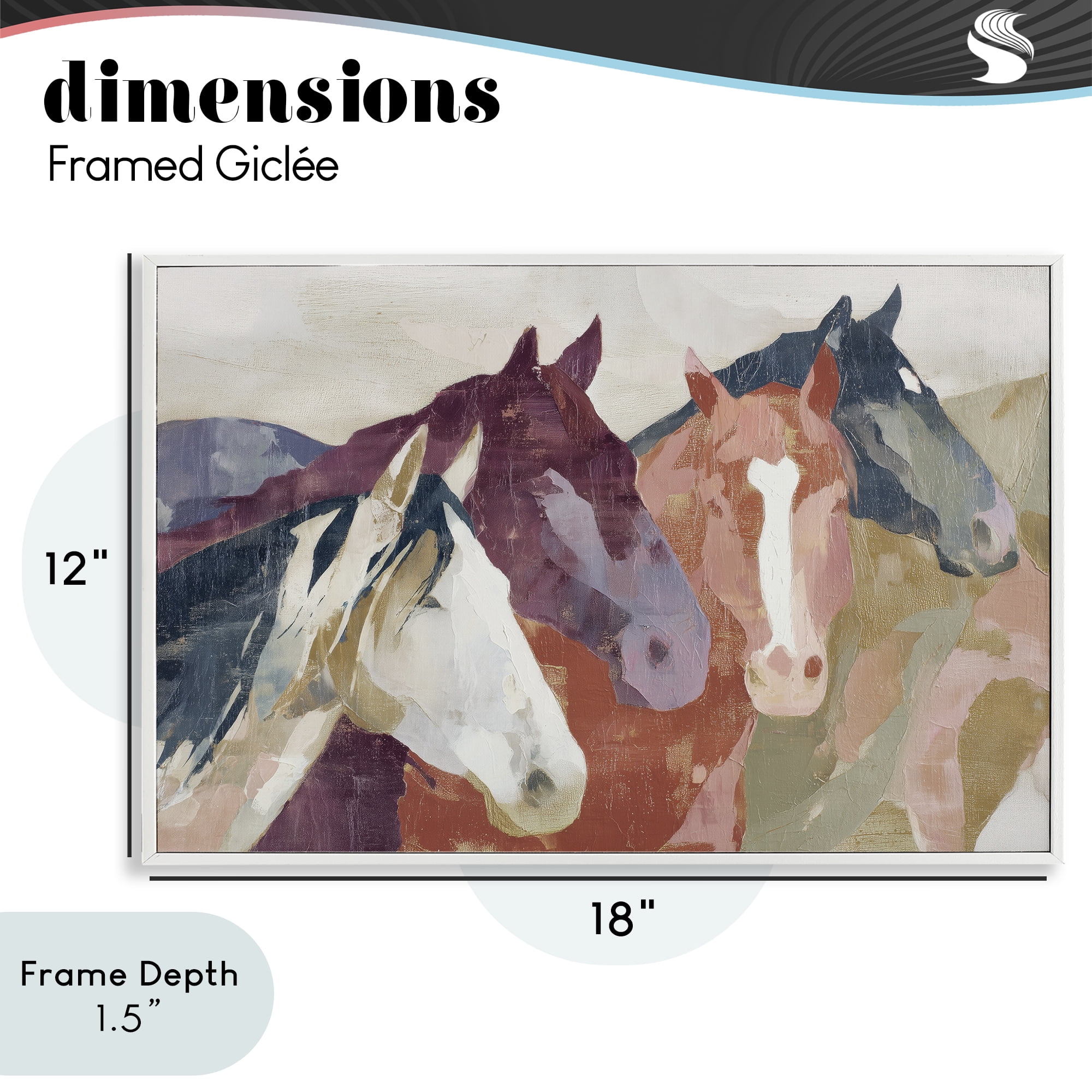 Stupell Industries Calm Horses Abstraction White Framed Giclee Art, design by Chromatic Storm Studio