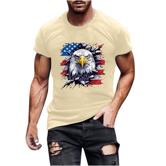 Vetsdori Independence Day Tshirts for Men Short Sleeve Red White and Blue Pullover Patriotic Fourth of July,Summer Shirts Eagle Graphic Mens Tops Casual