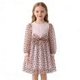 thumbnail image 2 of Fozruso Little Girls Dresses Elegant Style Knit Dress With Mesh Skirt And Bow Detail For Little Girls Long Sleeve Round Neck Party Dress Sizes 6-7 Years, 2 of 7