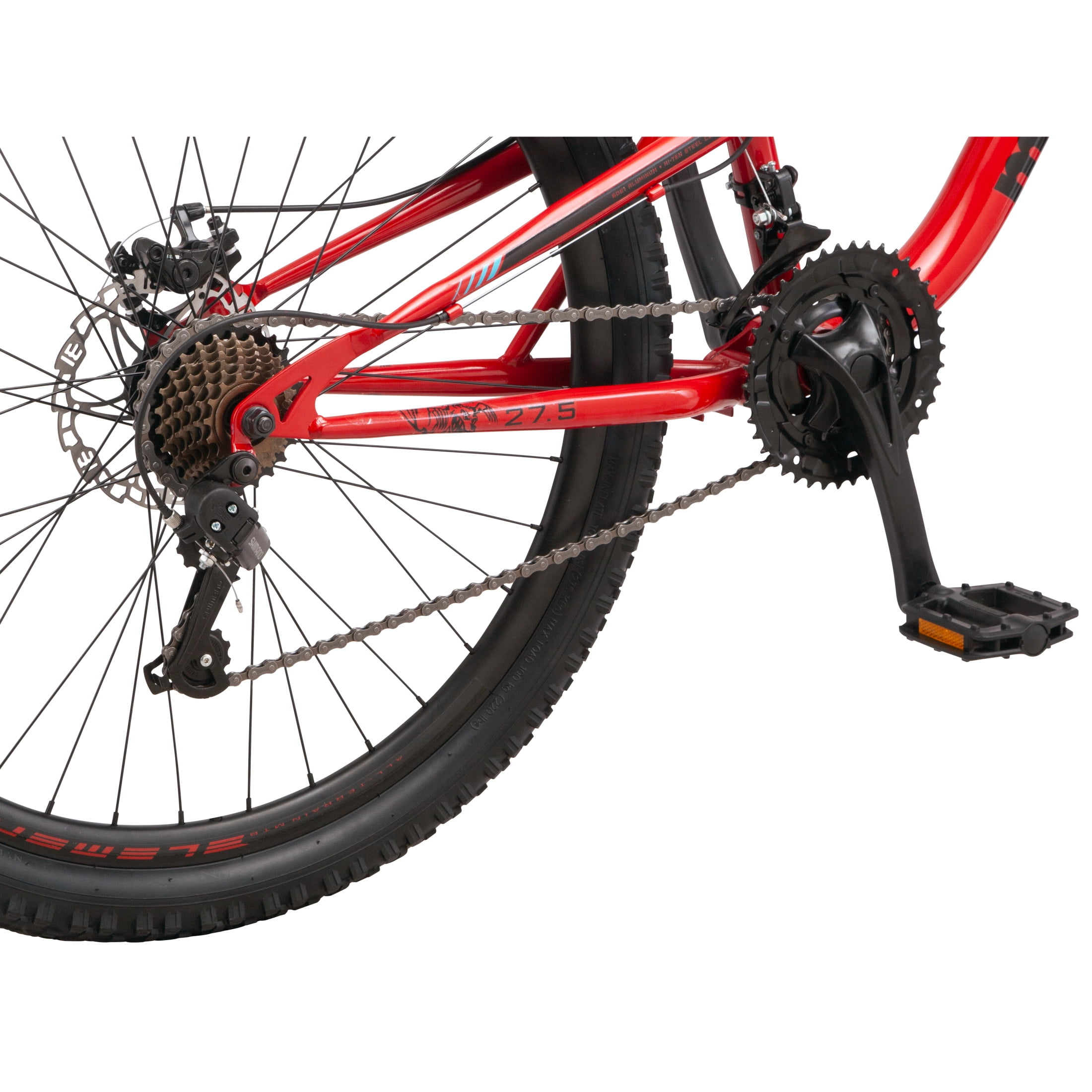 Mongoose Status Dual Suspension Mountain Bike, 27.5-Inch Wheels, 21 Speeds, Red