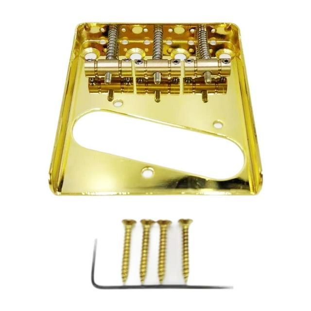 Juego de puente de guitarra, puente rígido fijo, diseño Vintage Exterior artesanal, pieza de mejora de construcción robusta con accesorios de montaje oro