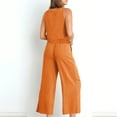 thumbnail image 7 of Women's Summer Cotton Linen Two Piece Casual Sets Sleeveless Tank Tops with High Waist Wide Leg Palazzo Pants Solid Loungewear Orange,S, 7 of 7