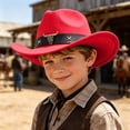 thumbnail image 2 of HNMKIU Kids Cowboy Hat Playful Western Style Fedora Hat For Little Boys And Girls Outdoor Party Casual Sun Protection, 2 of 4