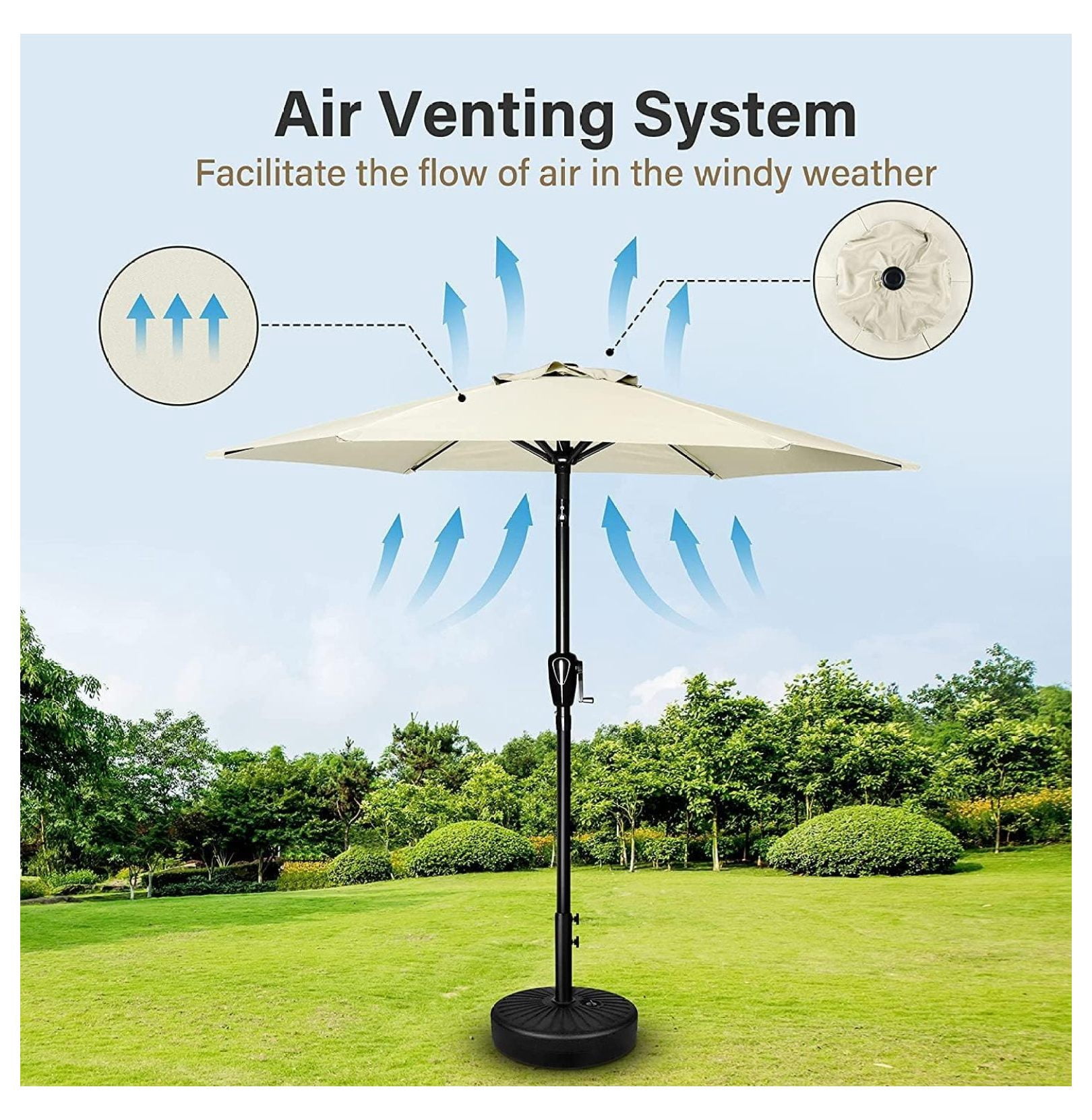 2 Pack 9FT Outdoor Patio Umbrella Table Umbrella with Push Button Tilt and Crank, 8 Sturdy Ribs, UV Protection Waterproof for Garden, Lawn, Deck, Backyard, Pool, Creamy White