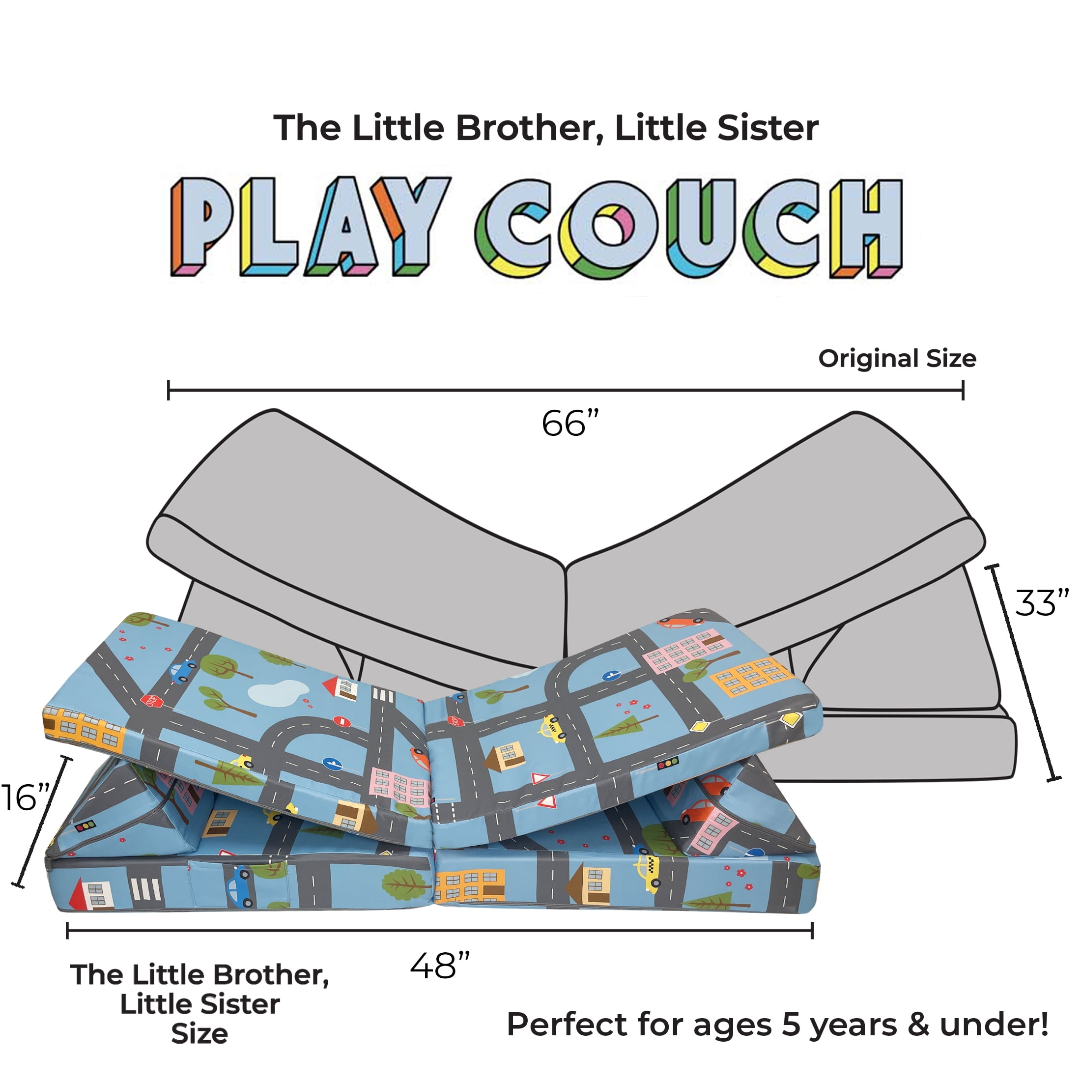 Imaginarium Little Brother, Little Sister Kids and Toddler Play Couch, Road Map