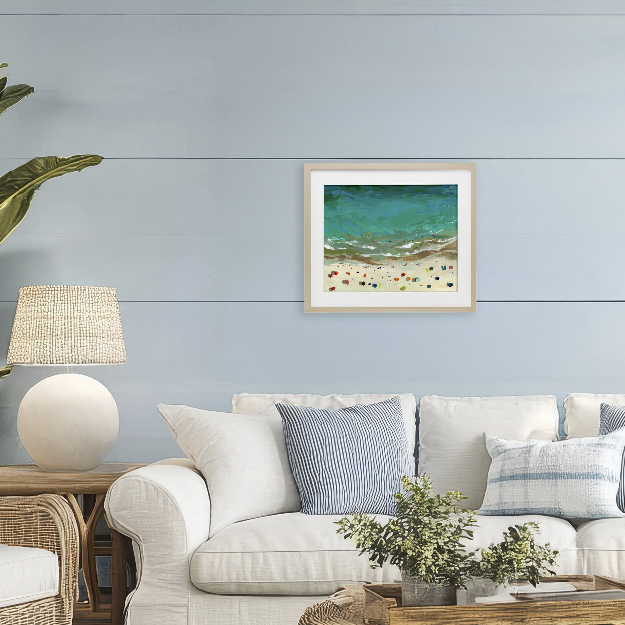 Stupell Industries Aerial Turquoise Shoreline Birch Framed Print Under Glass, design by Brook Page