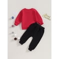 thumbnail image 4 of My First New Years Baby Boy Outfit Baby Boy Valentines Day Outfit Letter Print Long Sleeve Sweatshirt T-shirt and Elastic Casual Pants Suit, 4 of 9