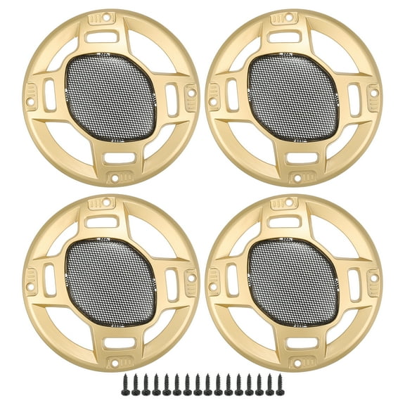 Unique Bargains 4 Pcs 5" Car Speaker Grills Cover Mesh Round Audio Subwoofer Protector with Screws Iron Gold Tone Black