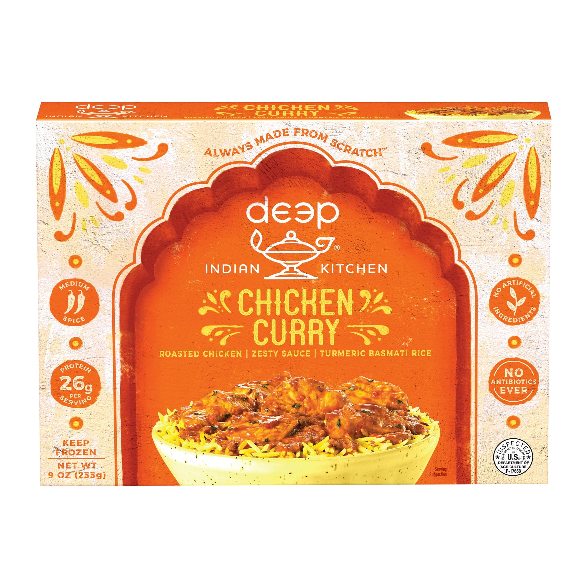 Deep Indian Kitchen Chicken Curry with Turmeric Rice, 9oz
