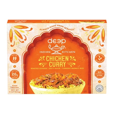 Deep Indian Kitchen Chicken Curry with Turmeric Rice, 9oz (Frozen Packaged Meals)