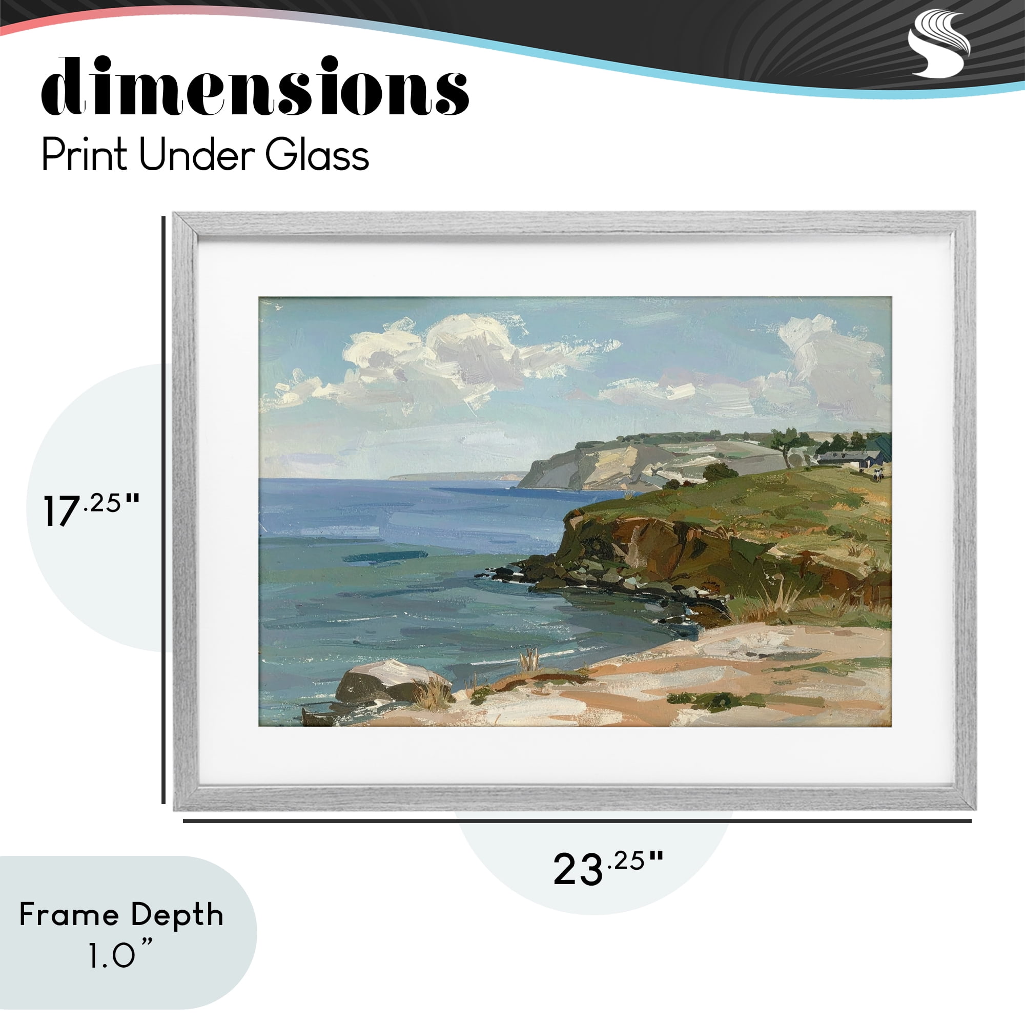 Stupell Industries Along The Shore Scenery Gray Framed Print Under Glass, design by Alonza Saunders