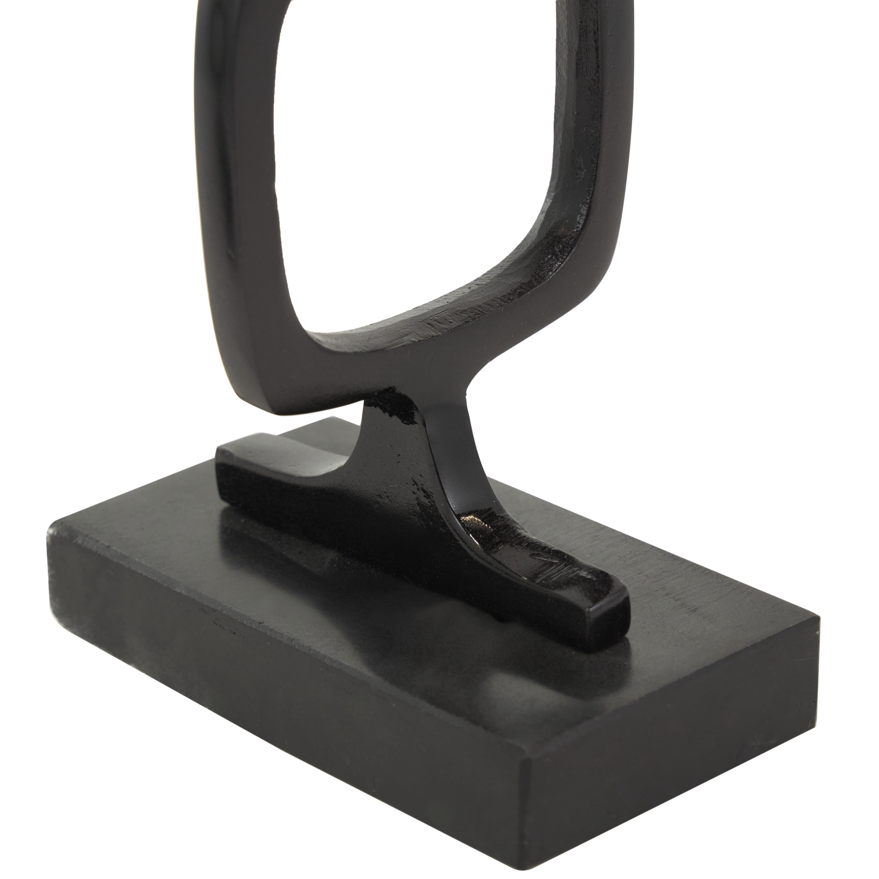 28", 19"H Black Aluminum Stacked Geometric Rings Abstract Sculpture with Marble Bases, by DecMode (2 Count)