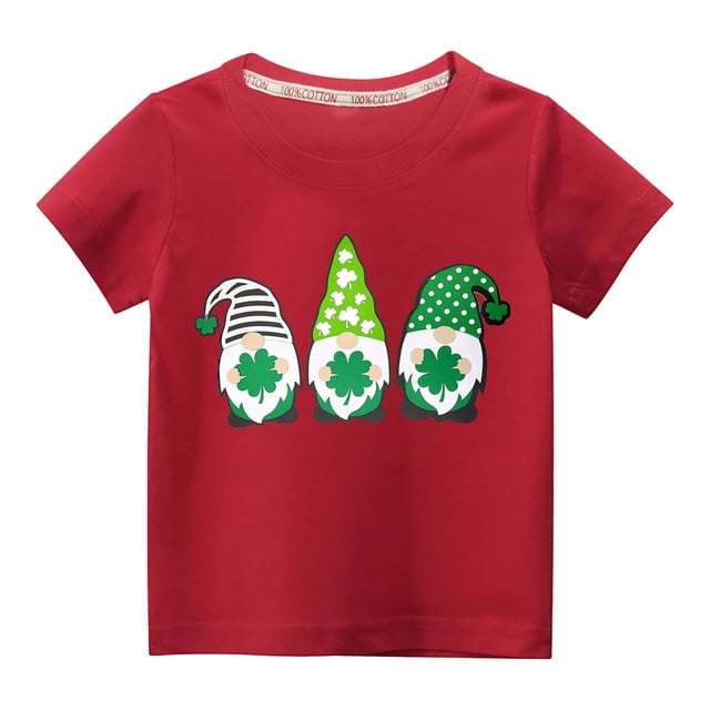 vdgthytj Enfants Garçons Filles T-Shirts de la Saint-Patrick Trèfle Graphique Col Rond Manches Courtes Hauts d'Été Blouse