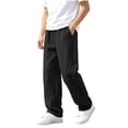 thumbnail image 2 of Jessboyy Sweatpants for Boys Loose Fit Straight Leg Open Bottom Sweatpant with Pockets Elastic Waist Casual Fall Winter Boy Pants Black,9-10 Years, 2 of 9