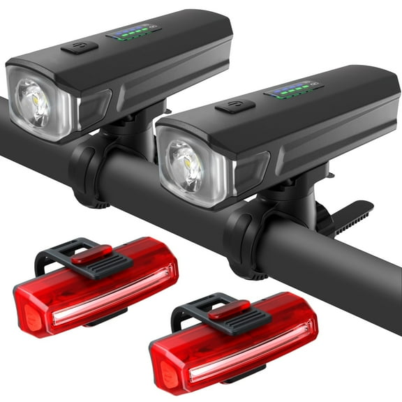 2 Pack Bike Lights for Night Riding, 1200 Lumen Bicycle Front Headlight and Back Taillight with 4 5 Light Modes, USB Rechargeable Strong Bright Bike Light Set for Cyclists and Commuters