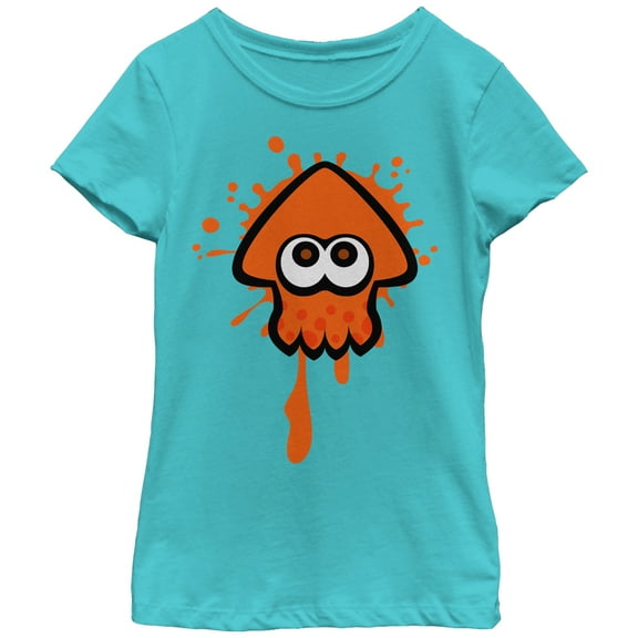 Girl's Nintendo Splatoon Orange Inkling Squid Graphic Tee Tahiti Blue Small