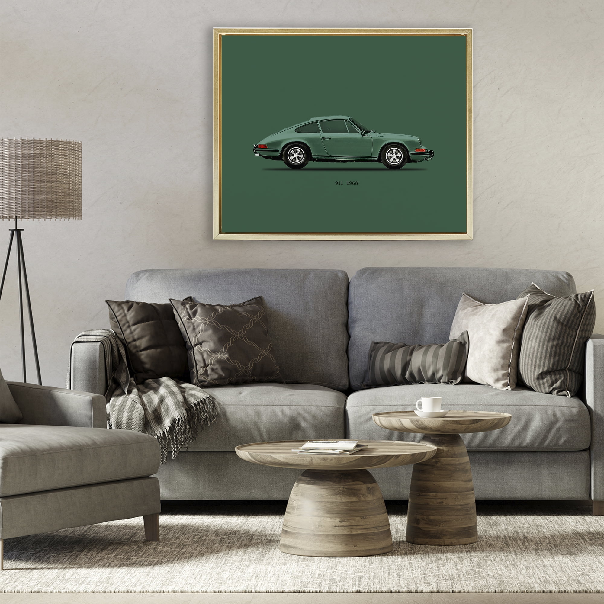 Stupell Industries Green Toned Classic Car Gold Framed Floater Canvas Wall Art, design by Mark Rogan