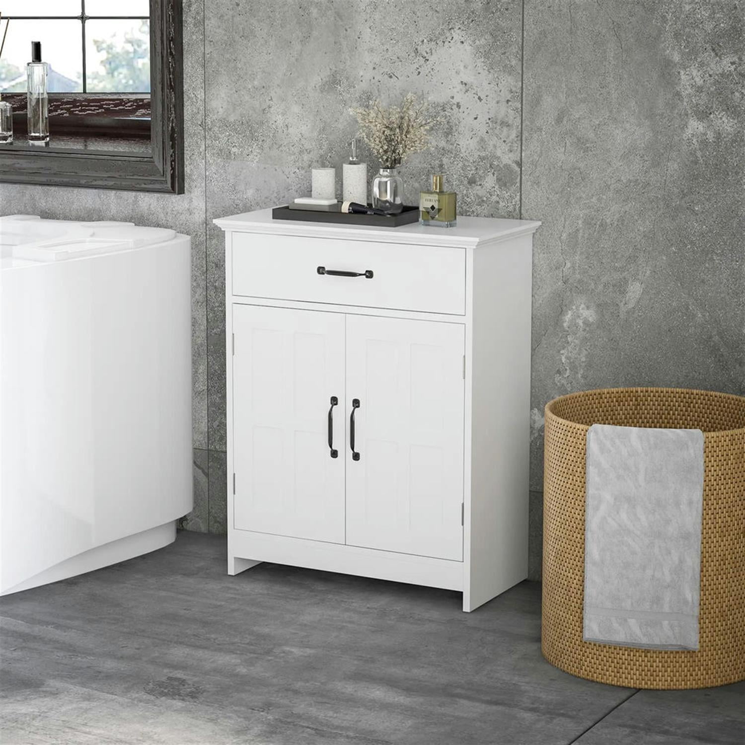 Demi Bonn 30" Bathroom Floor Cabinet, Freestanding Storage Cabinet with Adjustable Shelf and Drawer, for Living room, Entryway, Kitchen, White
