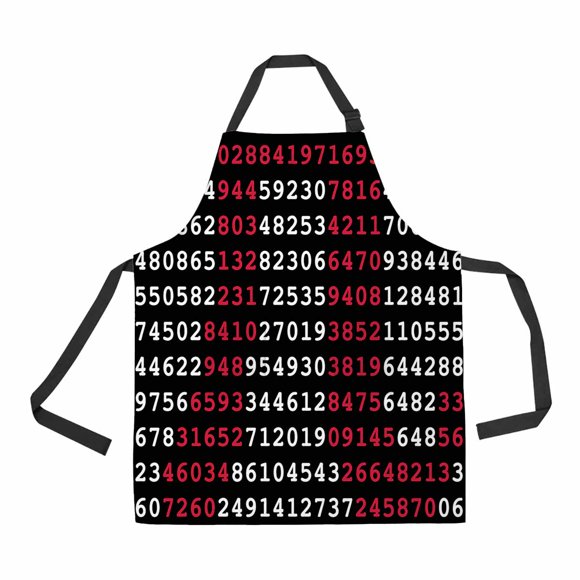 YUSDECOR Pi Sign And Pi Numbers On Black Background Unisex Adjustable Bib Apron with Pockets for Commercial Restaurant and Home Kitchen Use