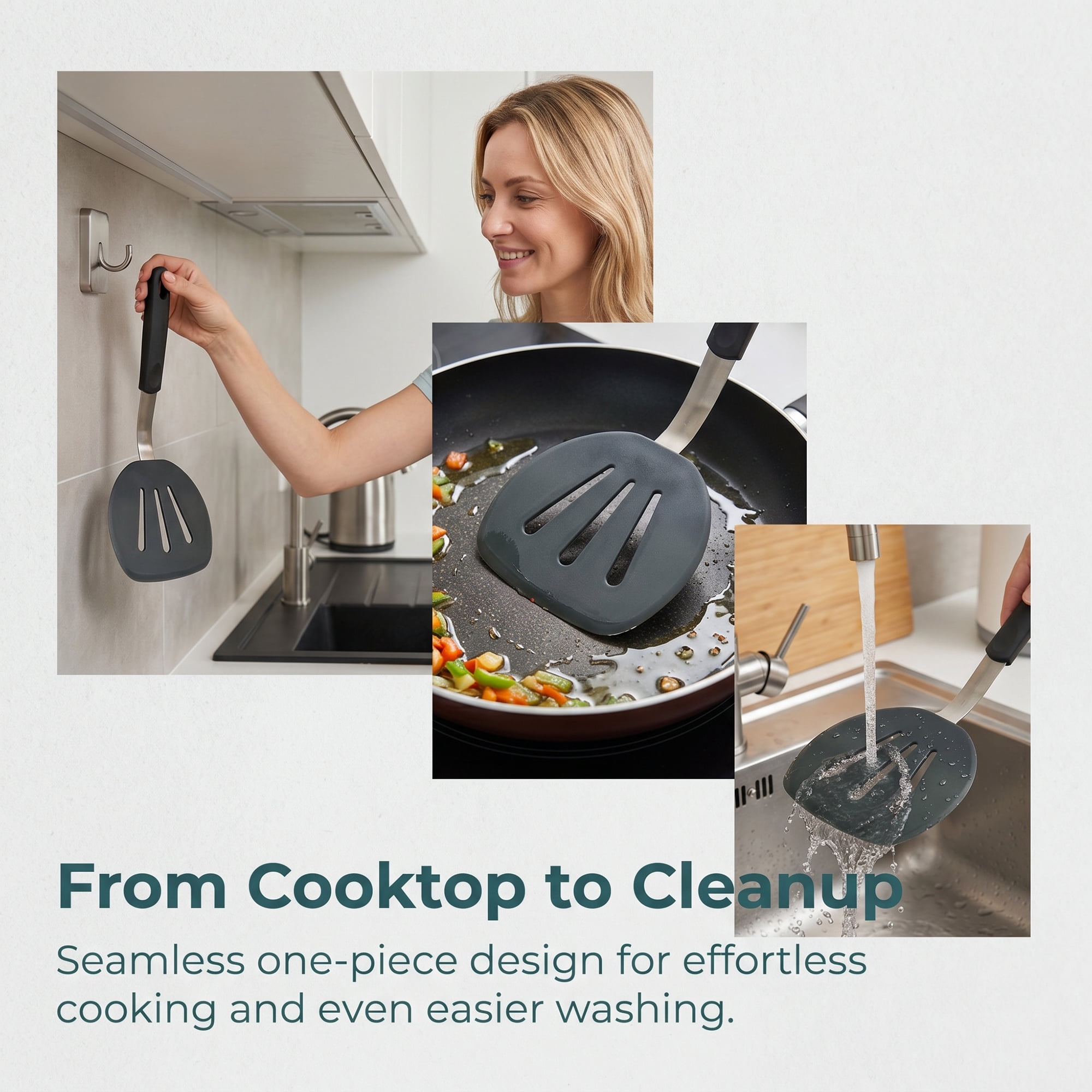 Unique Bargains Kitchen Utensils Set with Heat-Resistant Spatula Tools Black 12.2x5.9 inch