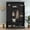 Black, variant on 53.5 Inch All-in-One Hall Tree with Adjustable Shelves, Farmhouse Storage Bench with 7 Hooks and Dual Side Cabinets for Entryway, Mudroom, Hallway, Blue