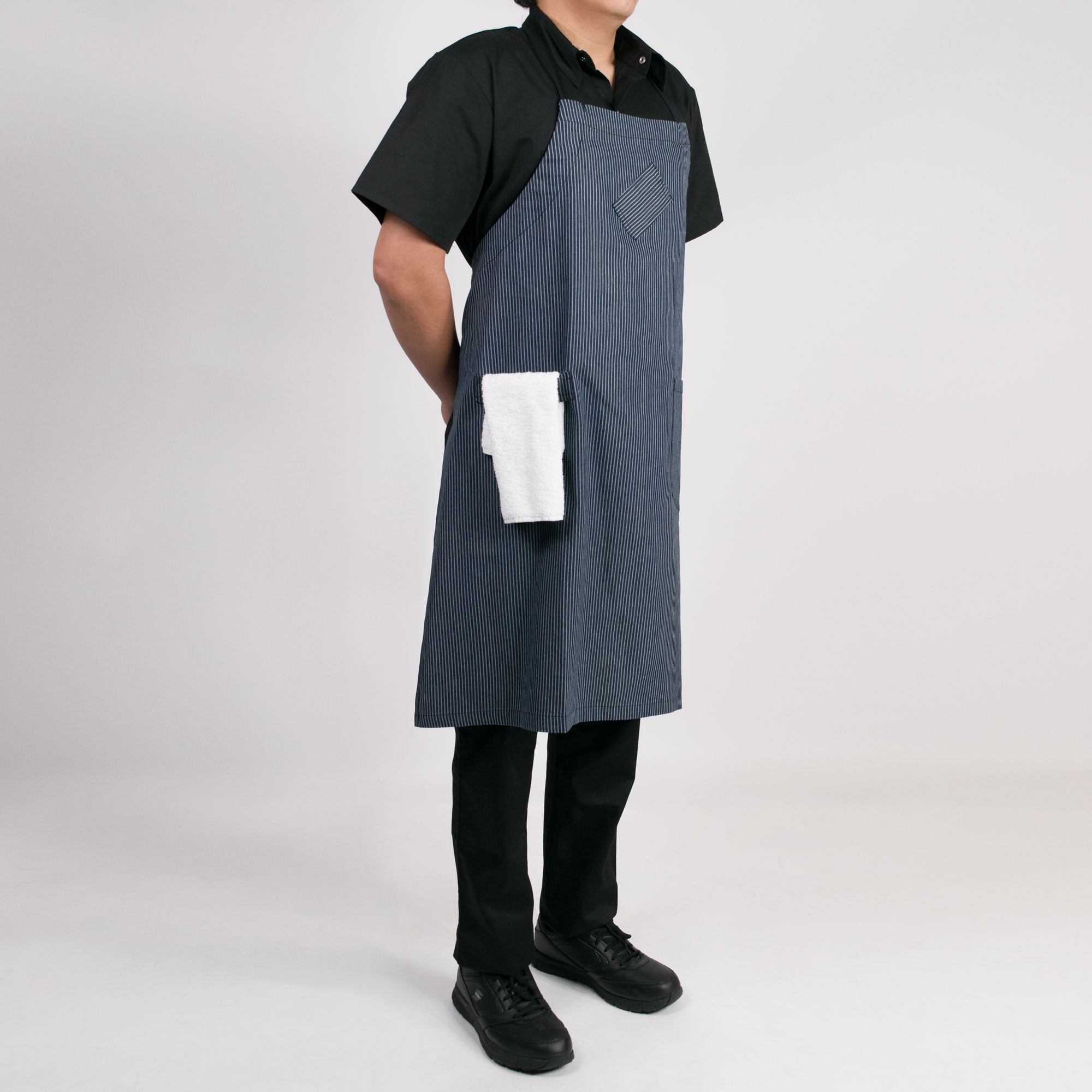 Chef Code 34" Denim Bib Apron with 2 Pockets and Towel Loop
