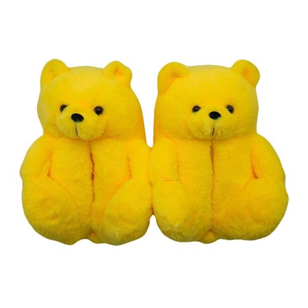 

DTOWER Women Plush Teddy Bear Slippers Cute Animal Slippers Home Indoor Soft Anti-Slip Faux Fur Winter Warm Shoes