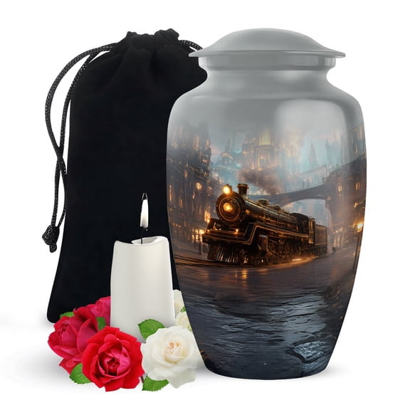 Yatskia Train Decorative Memorial Urn for Ashes Adult Men and Women, Large Funeral Urns for Human Ashes Adult, (Classic Large, 10 Inch)