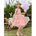 thumbnail image 5 of Oudiya Girls Summer Sundress Spaghetti Strap Boho Cami Ruffled Tiered Dresses Casual Midi Party Dress, 5-13Y, 5 of 6
