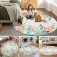 thumbnail image 6 of Summer Beach Round Living Room Rugs 4 ft, Ocean Colorful Coral Shell Seaweed Starfish Linen Washable Area Rug with Non-Slip Sturdy Edge Binding Round Carpet for Entryway Kitchen Bedroom Bathroom, 6 of 9