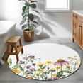 thumbnail image 3 of Small Round Rug 3Ft Washable Non-Slip, Spring Floral Circle Area Rugs for Living Room Bedroom, Green Yellow Botanical Elegant Pastoral Indoor Floor Mats Carpet Runner for Home Decor, 3 of 8