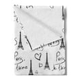 thumbnail image 2 of Paris Soft Flannel Fleece Throw Blanket, World Capital City of Love French European Hand Drawn Sketch Eiffel Illustration, Cozy Plush for Indoor and Outdoor Use, 50" x 70", Black White, by Ambesonne, 2 of 5