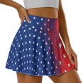 thumbnail image 5 of HELLHERO American Flag Star Pattern Polyester Spandex Tennis Skirt with Built-in Shorts, 2 Side Pockets Workout Golf Skirts for Pickleball Yoga Vacation, 5 of 9